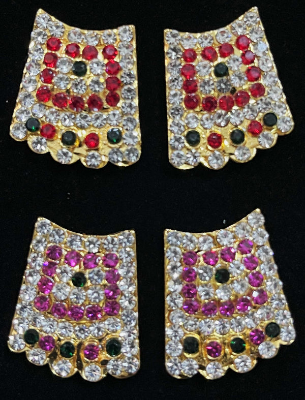 Pada / Legs Kavacham – Sacred Feet Armour - Pink, green and white / Red, white & green stones on South Indian Stones metal alloy - Length: 2 cms