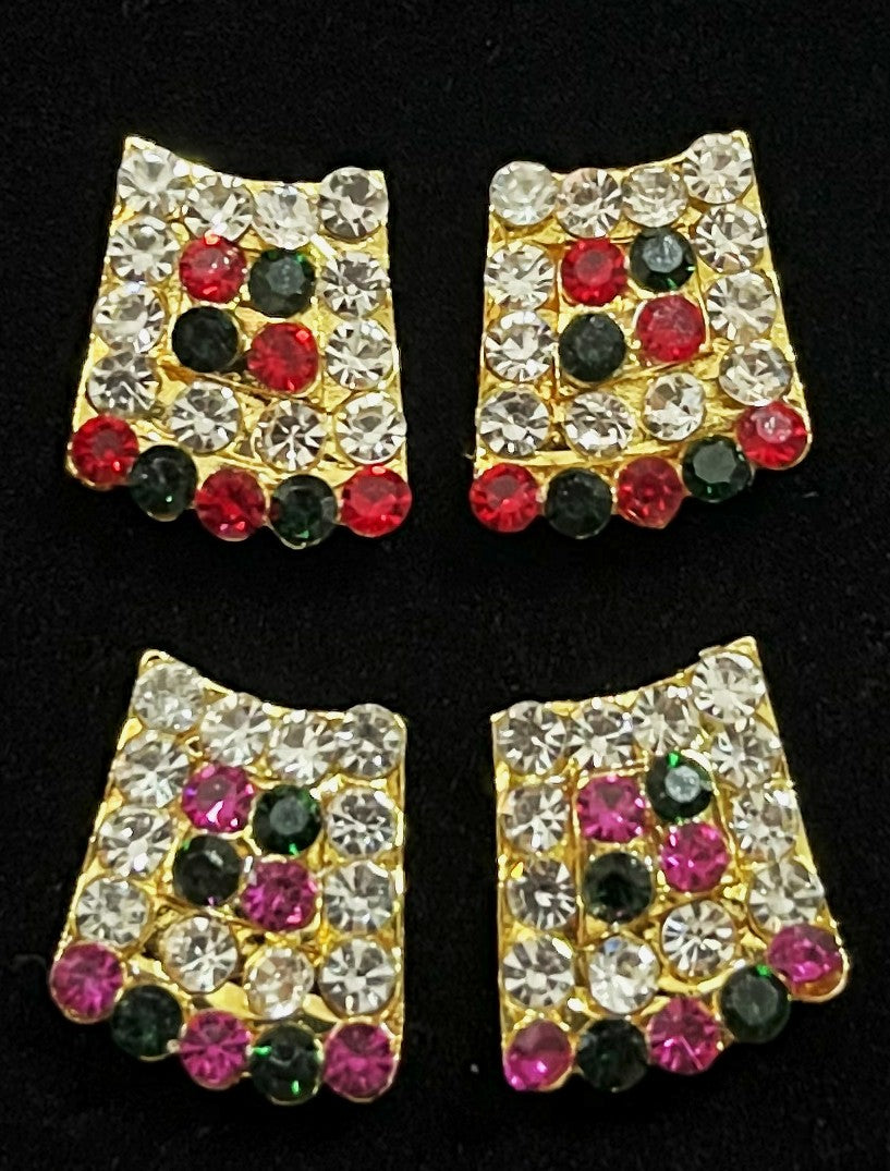 Pada / Legs Kavacham – Sacred Feet Armour - Pink, green and white / Red, white & green stones on South Indian Stones metal alloy - Length: 1 cm