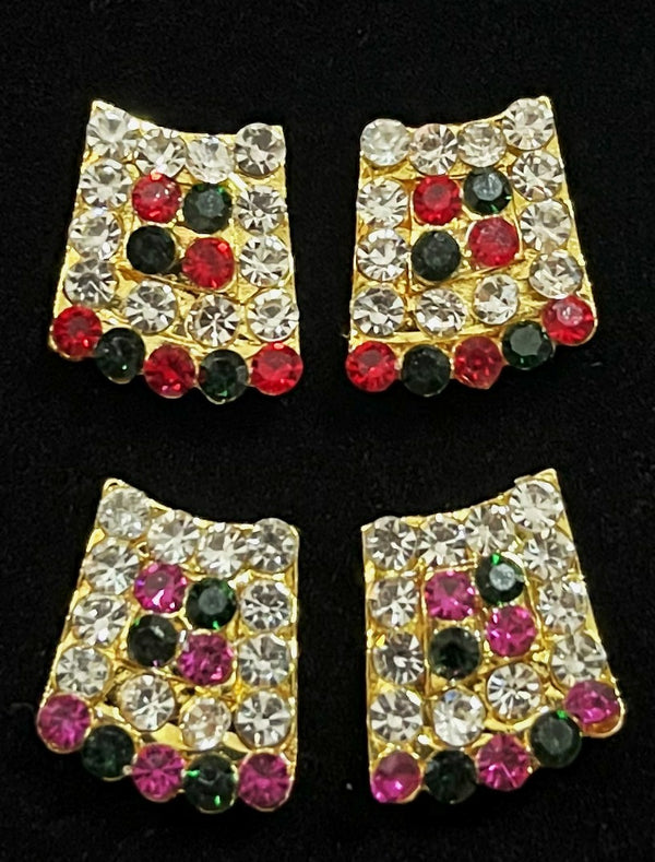 Pada / Legs Kavacham – Sacred Feet Armour - Pink, green and white / Red, white & green stones on South Indian Stones metal alloy - Length: 1 cm