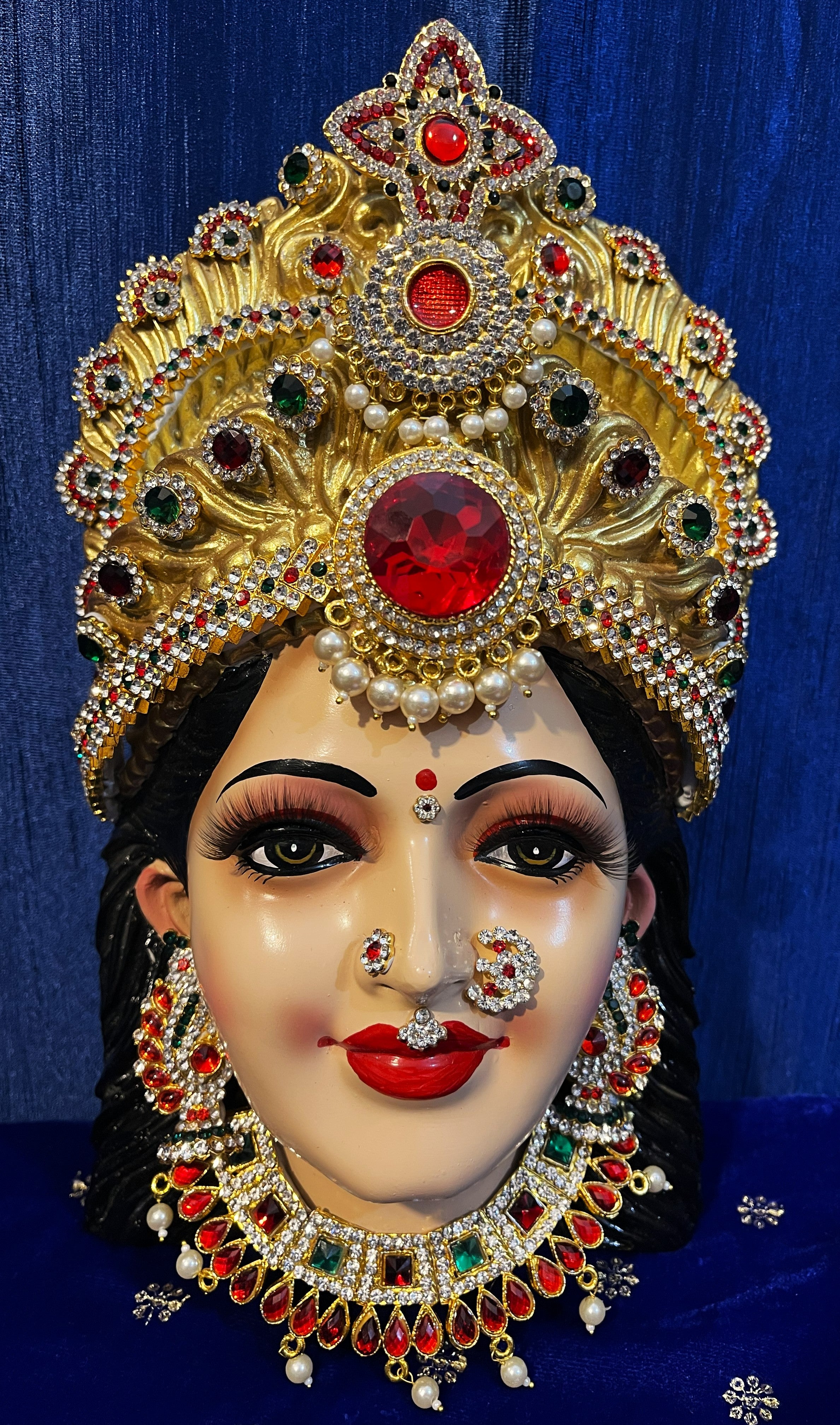 Premium Lakshmi Fiber Half Face with Jewellery – 13.5 Inch (can be tied to coconut) - Skin 1