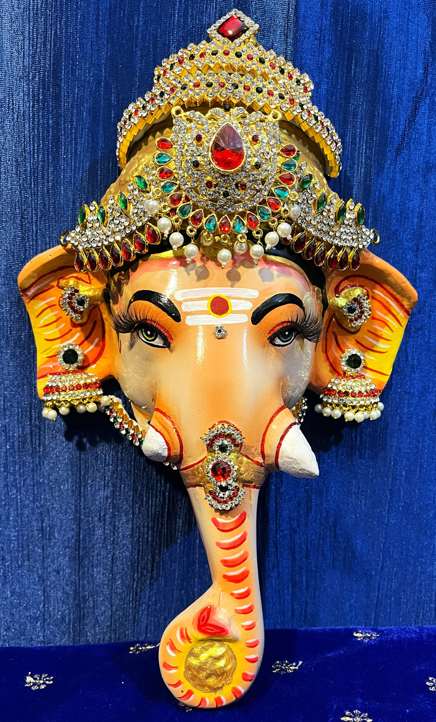 Premium Vinayaki Fiber Half Face with Jewellery – 13 Inch (can be tied to coconut)