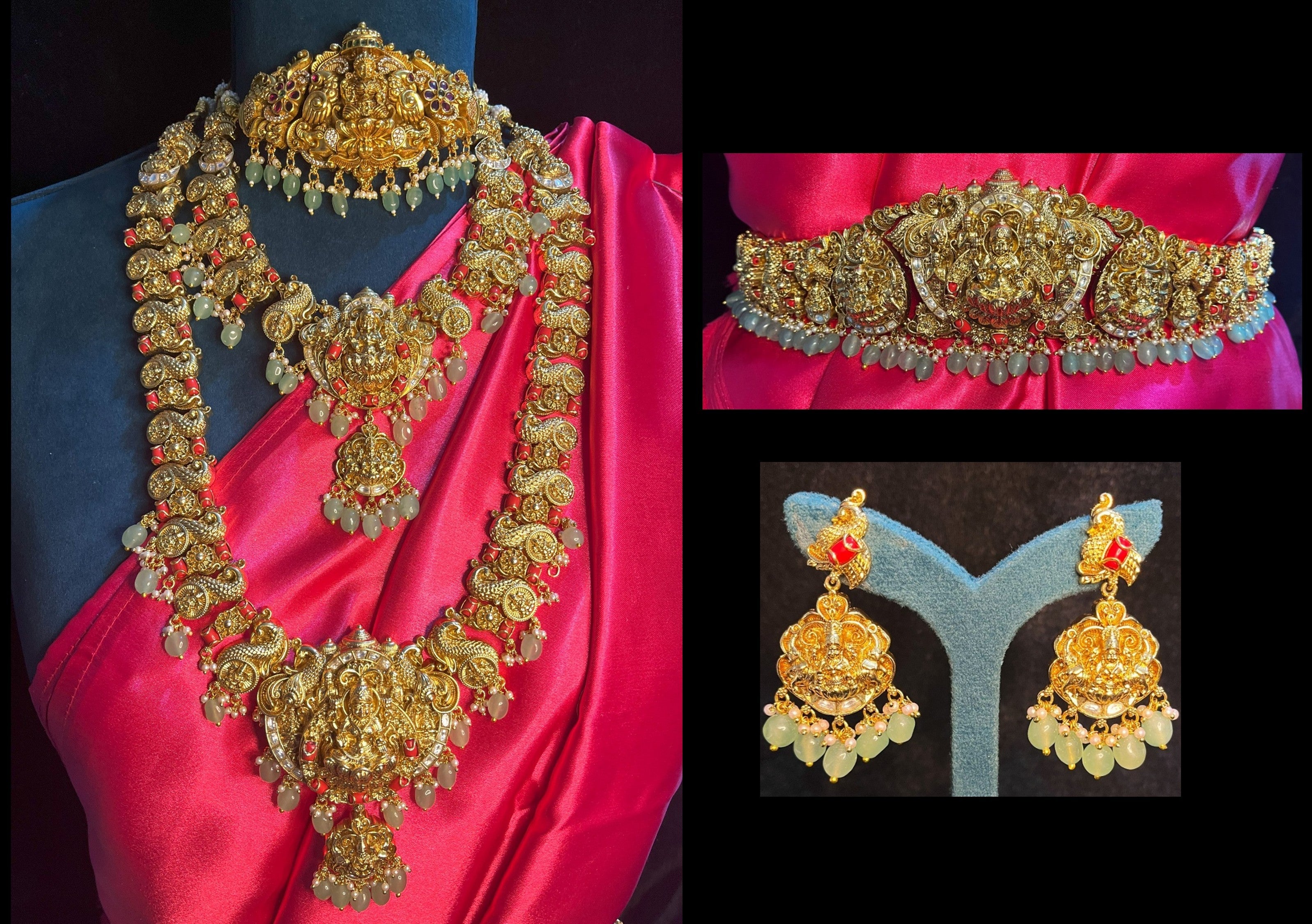 Premium Temple Gold-Plated Jewellery with Stones for Devi Alankaram - Gold 1