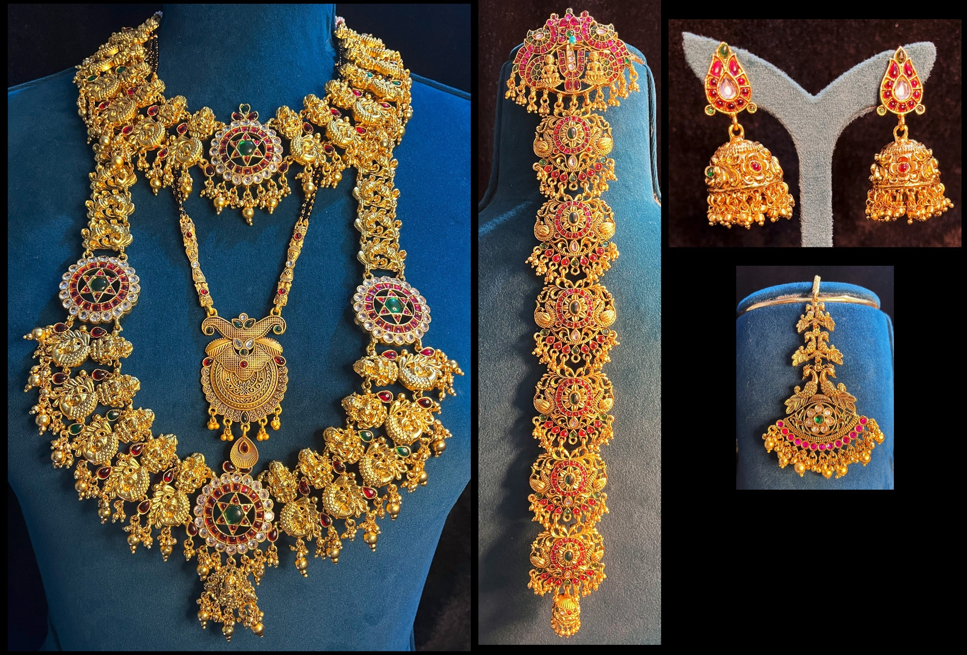 Premium Temple Gold-Plated Jewellery with Stones for Devi Alankaram - Gold 1