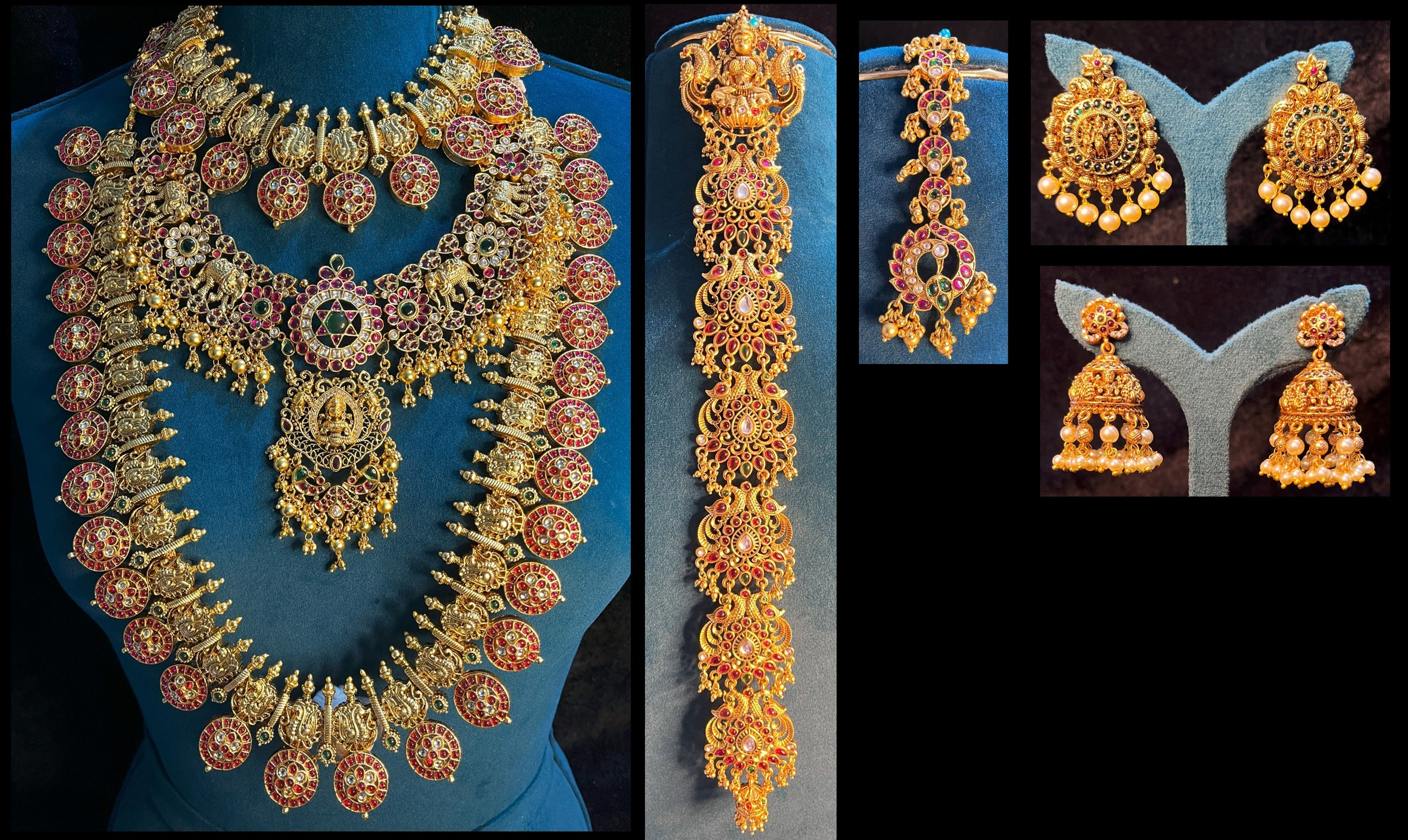 Premium Temple Gold-Plated Jewellery with Stones for Devi Alankaram - Gold 1