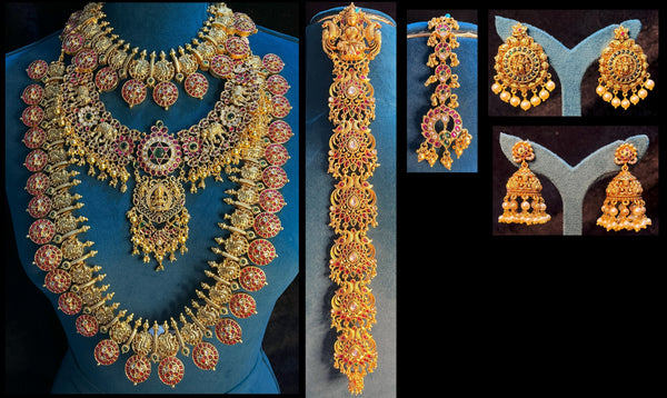 Premium Temple Gold-Plated Jewellery with Stones for Devi Alankaram - Gold