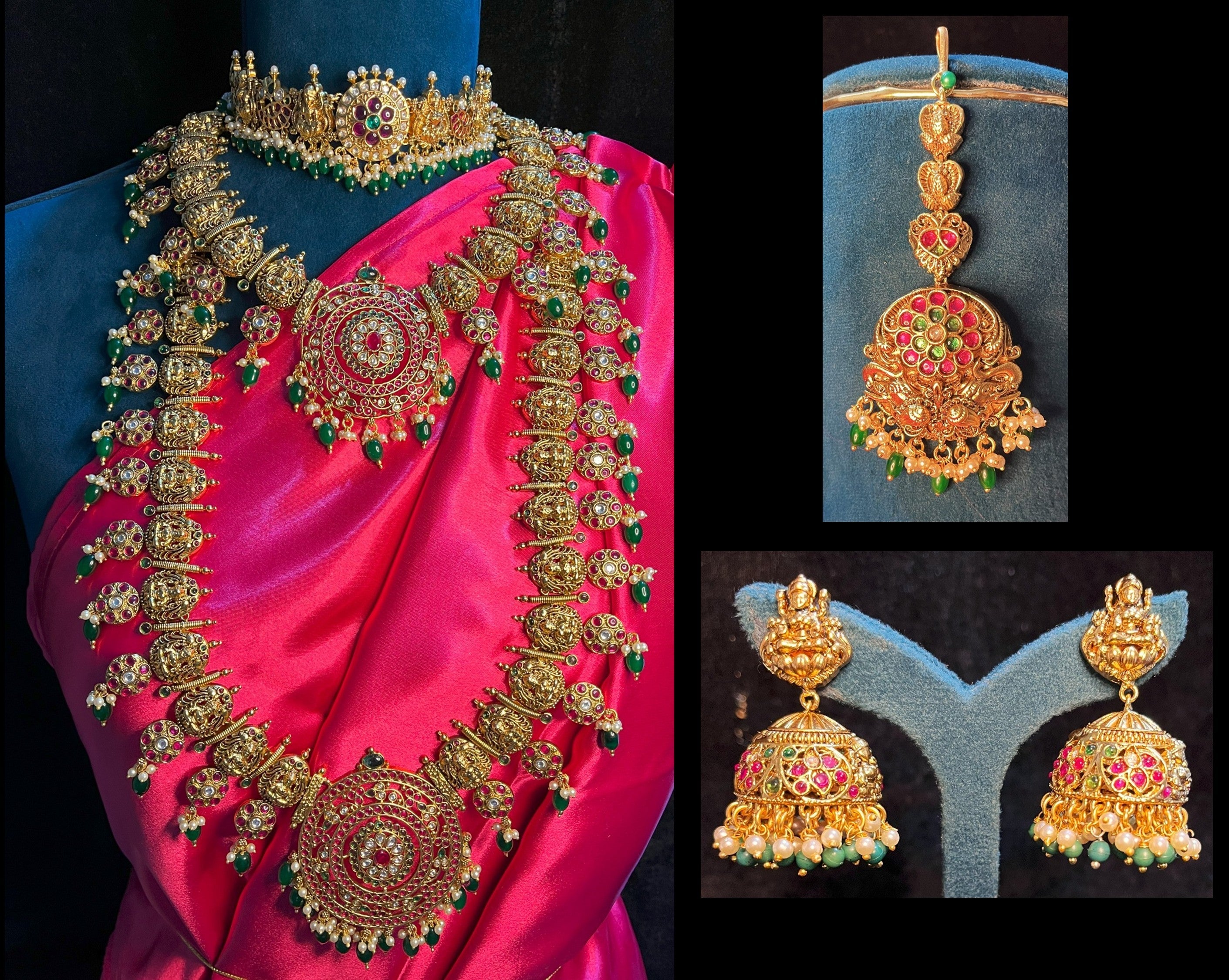 Premium Temple Gold-Plated Jewellery with Stones for Devi Alankaram - Gold 1