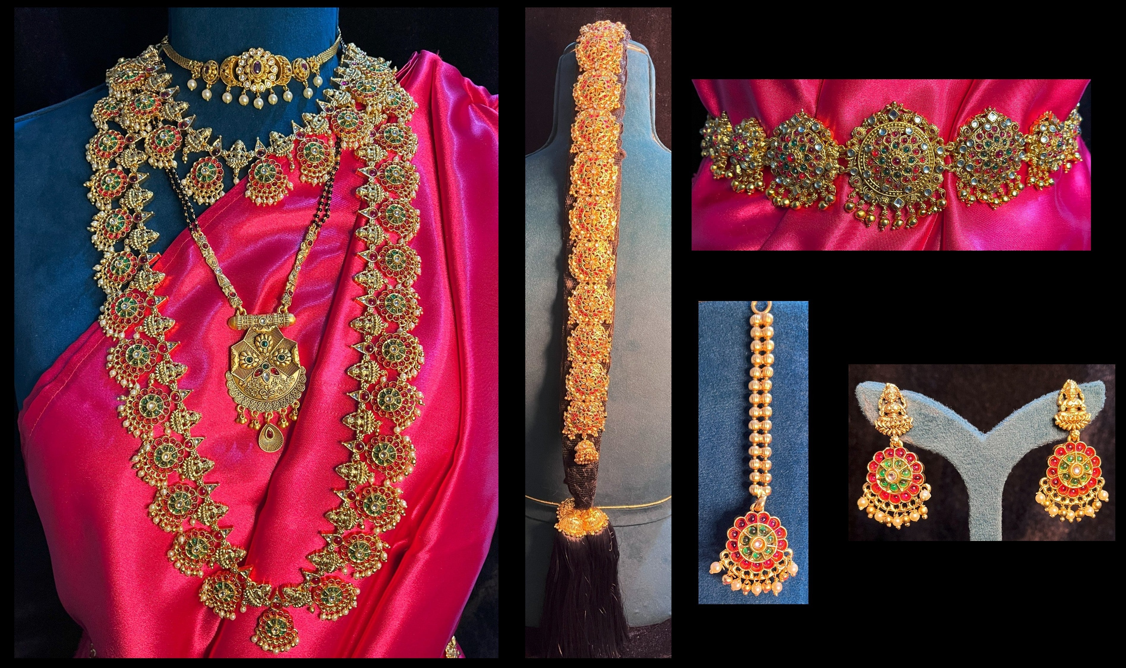 Premium Temple Gold-Plated Jewellery with Stones for Devi Alankaram - Gold 1