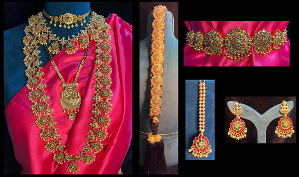 Premium Temple Gold-Plated Jewellery with Stones for Devi Alankaram - Gold