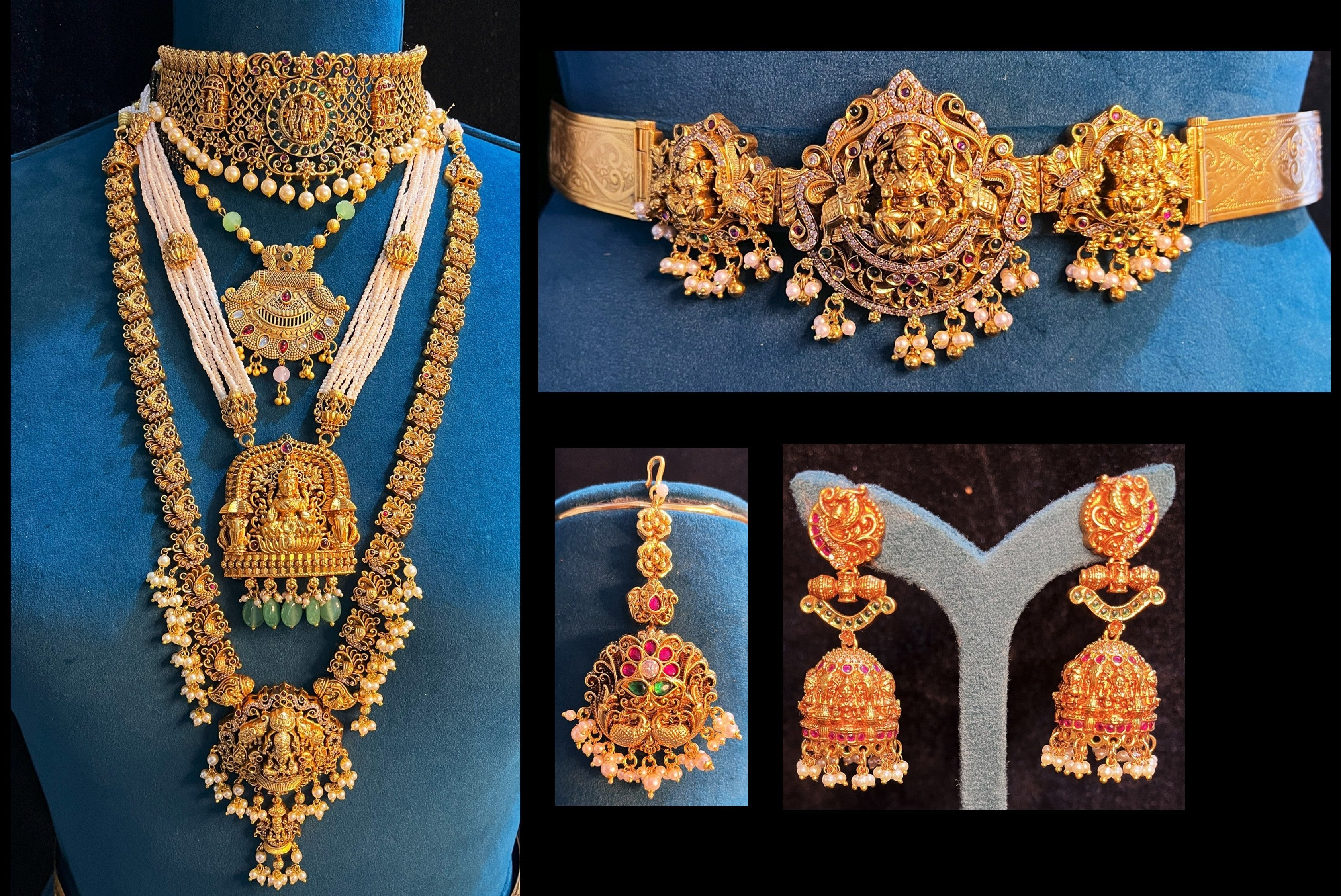 Premium Temple Gold-Plated Jewellery with Stones for Devi Alankaram - Gold 1