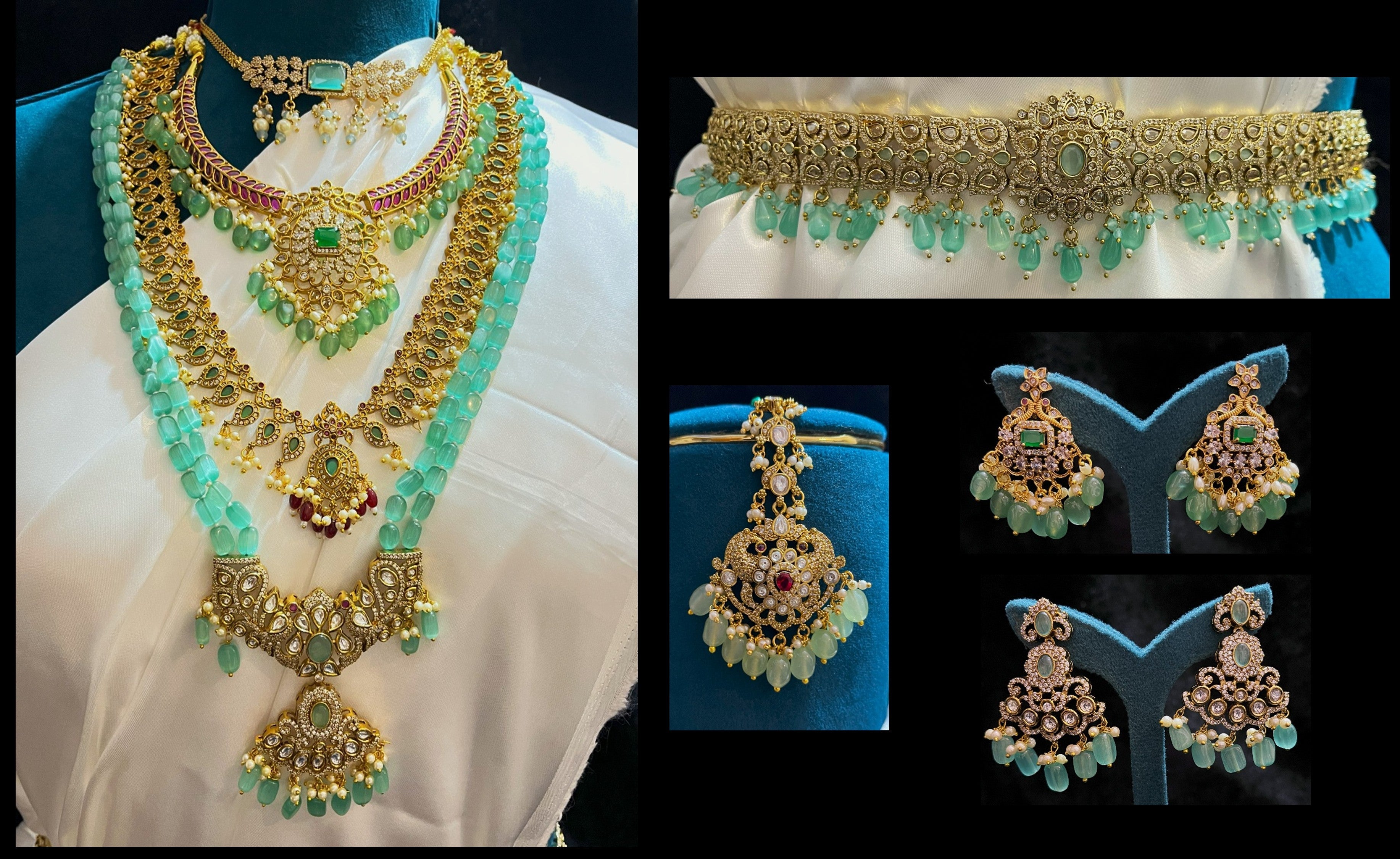Premium Temple Gold-Plated Jewellery with Stones for Devi Alankaram - Gold 1