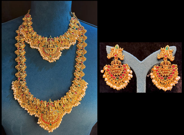 Premium Temple Gold-Plated Jewellery with Stones for Devi Alankaram - Gold
