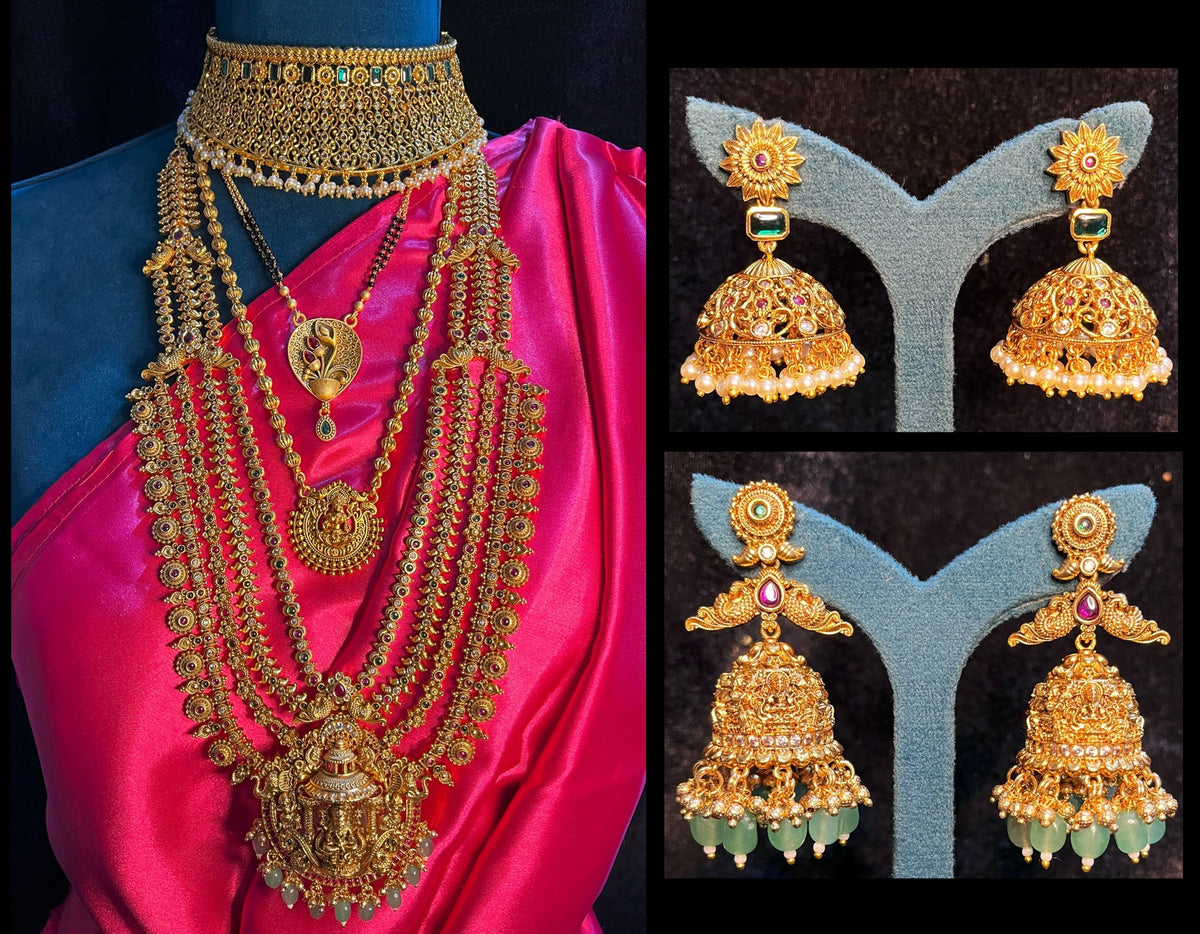 Premium Temple Gold-Plated Jewellery with Stones for Devi Alankaram - Gold