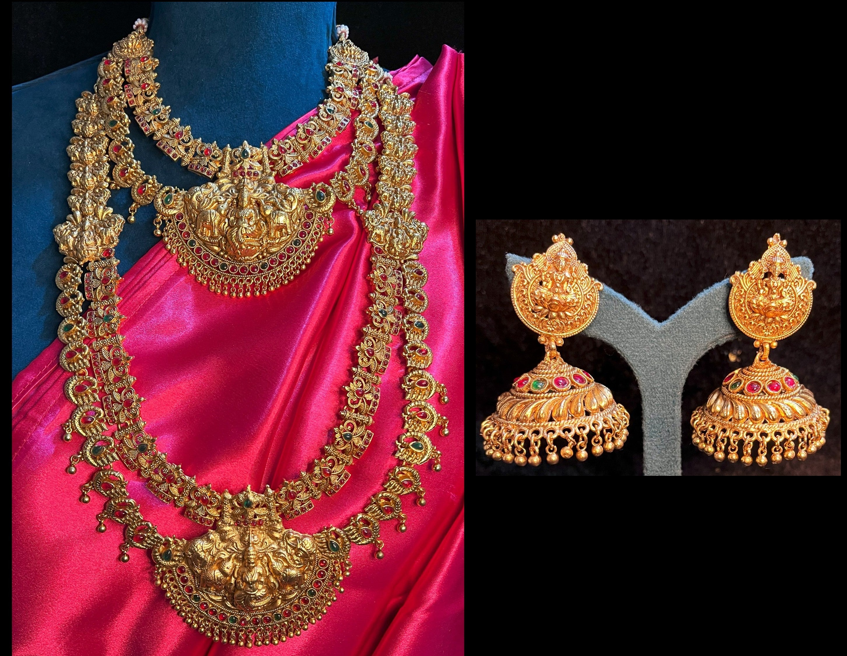 Premium Temple Gold-Plated Jewellery with Stones for Devi Alankaram - Gold 1