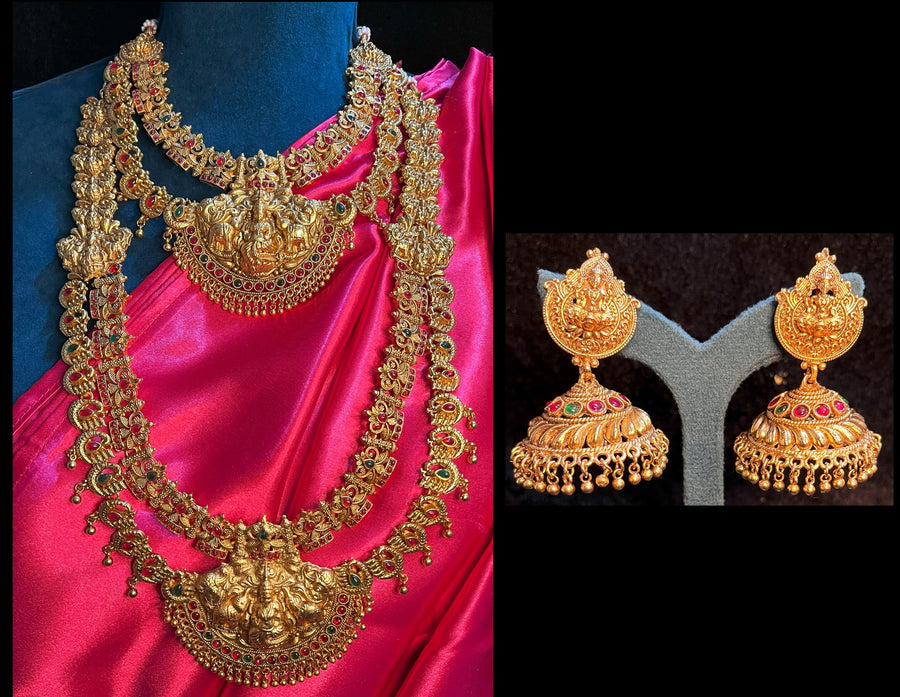 Premium Temple Gold-Plated Jewellery with Stones for Devi Alankaram - Gold