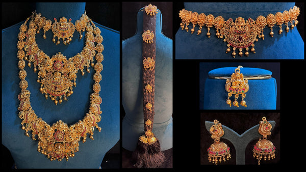 Premium Temple Gold-Plated Jewellery with Stones for Devi Alankaram - Gold