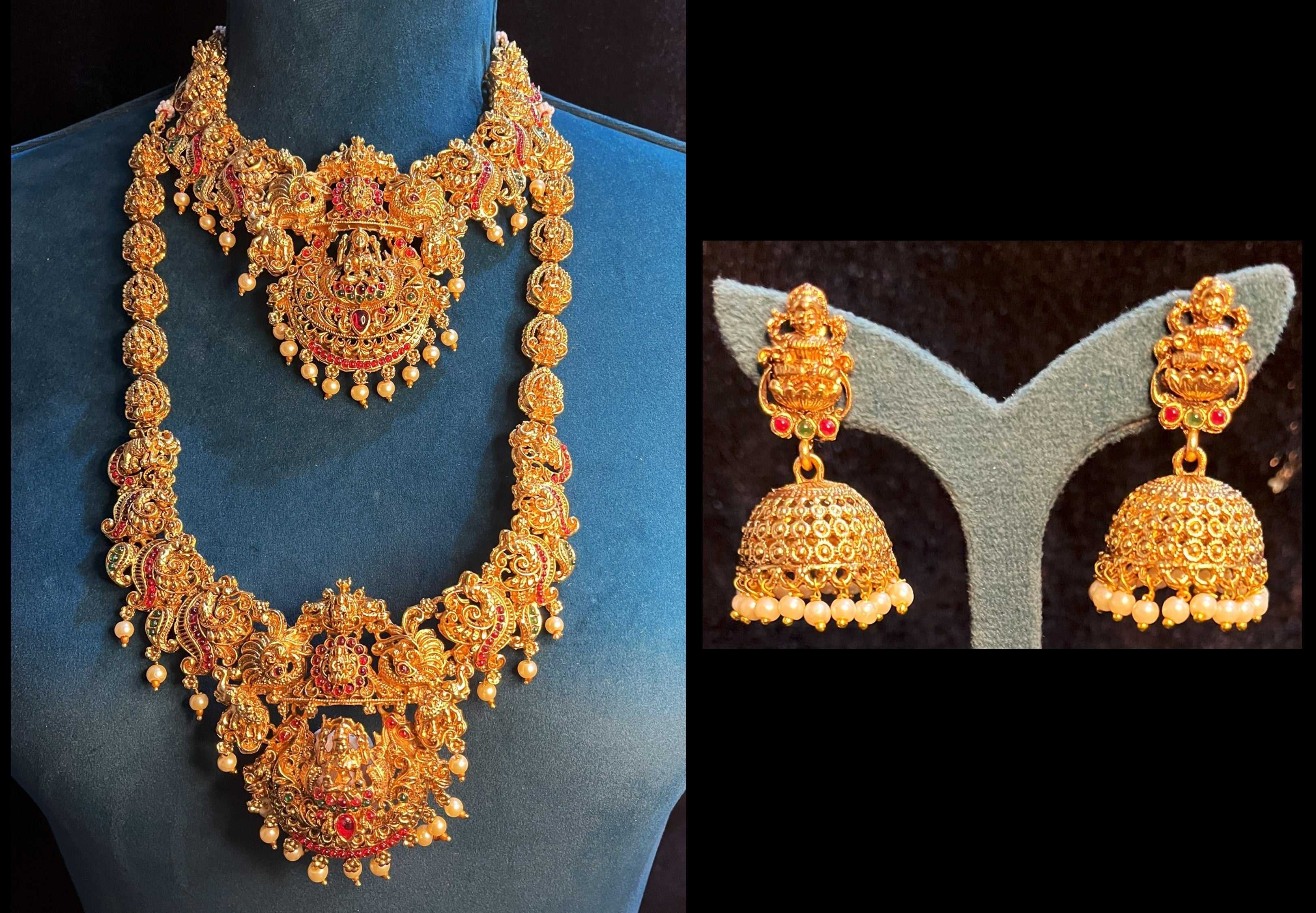 Premium Temple Gold-Plated Jewellery with Stones for Devi Alankaram - Gold 1