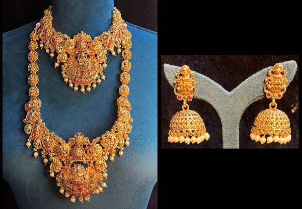 Premium Temple Gold-Plated Jewellery with Stones for Devi Alankaram - Gold