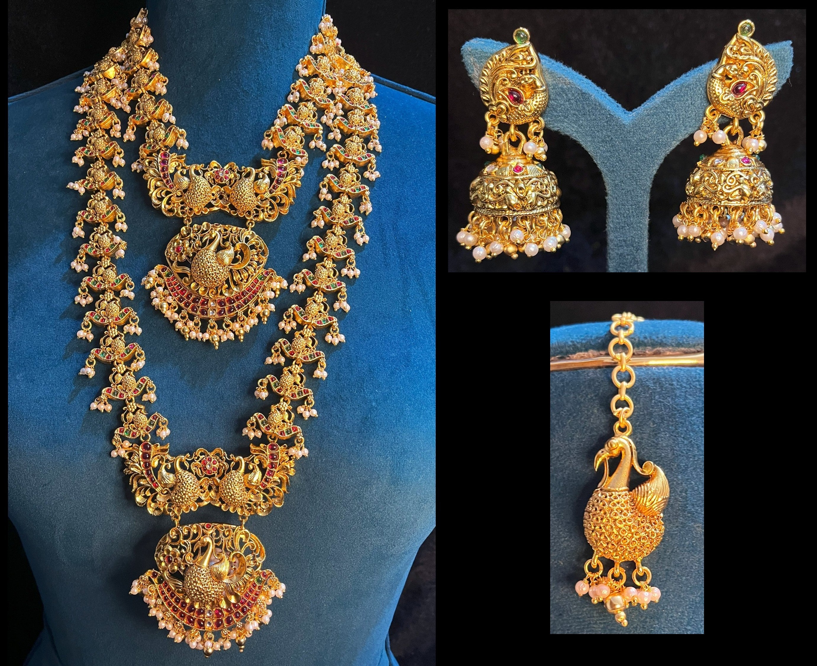 Premium Temple Gold-Plated Jewellery with Stones for Devi Alankaram - Gold 1