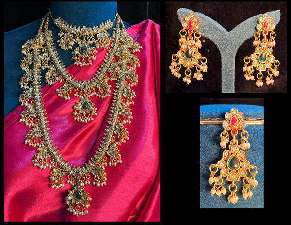 Premium Temple Gold-Plated Jewellery with Stones for Devi Alankaram - Gold
