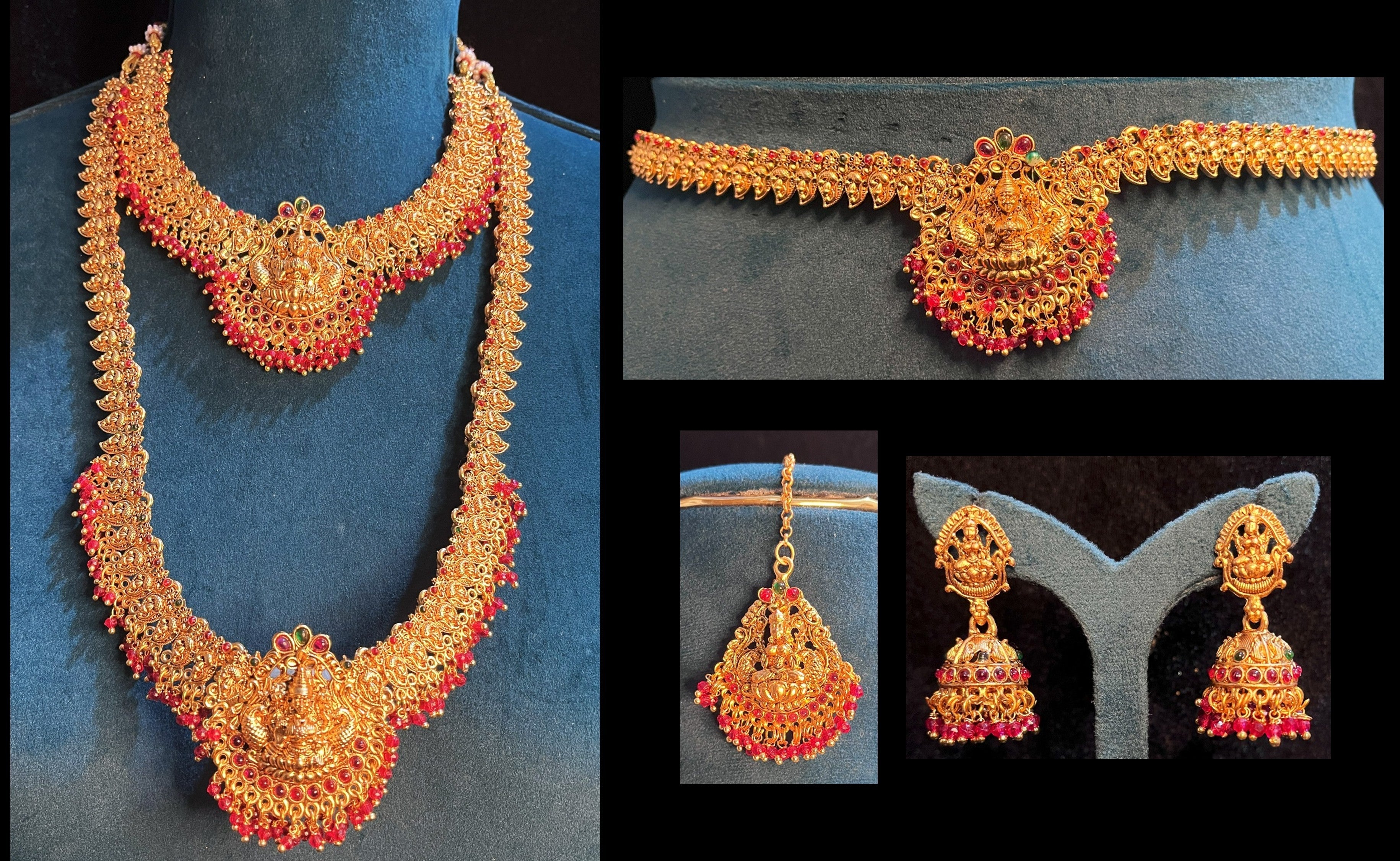 Premium Temple Gold-Plated Jewellery with Stones for Devi Alankaram - Gold 1