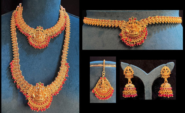 Premium Temple Gold-Plated Jewellery with Stones for Devi Alankaram - Gold