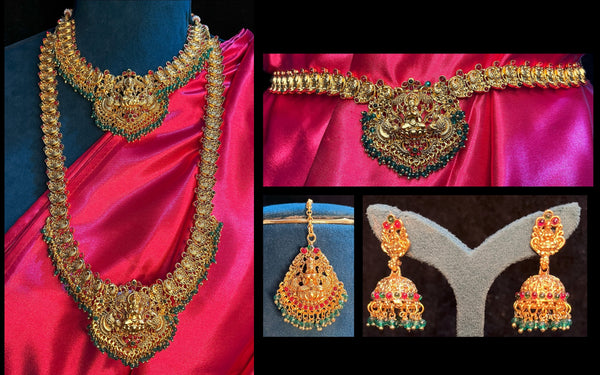 Premium Temple Gold-Plated Jewellery with Stones for Devi Alankaram - Gold