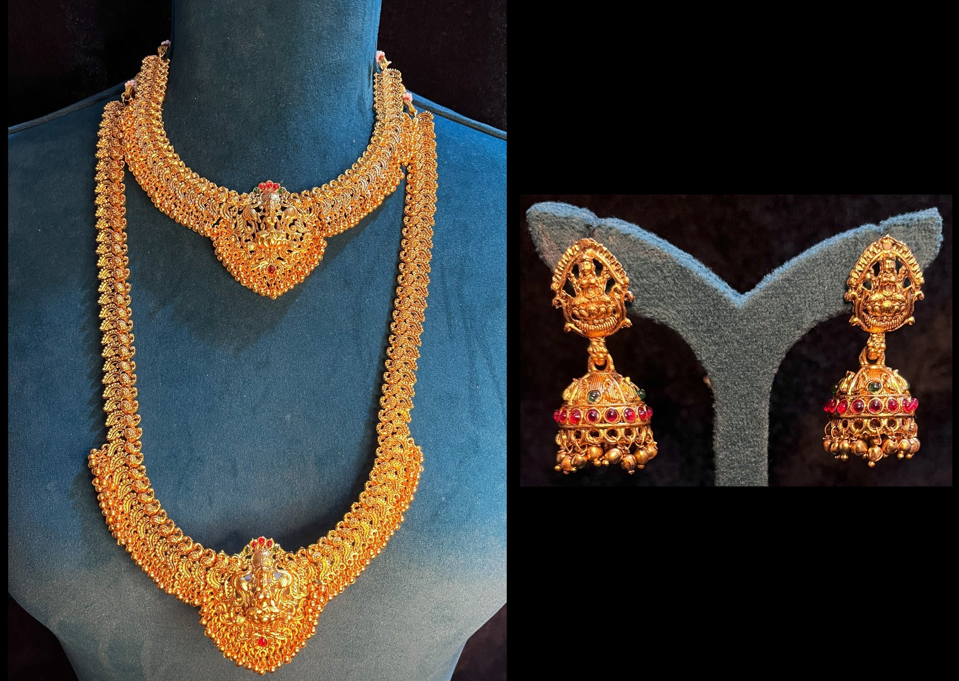 Premium Temple Gold-Plated Jewellery with Stones for Devi Alankaram - Gold 1