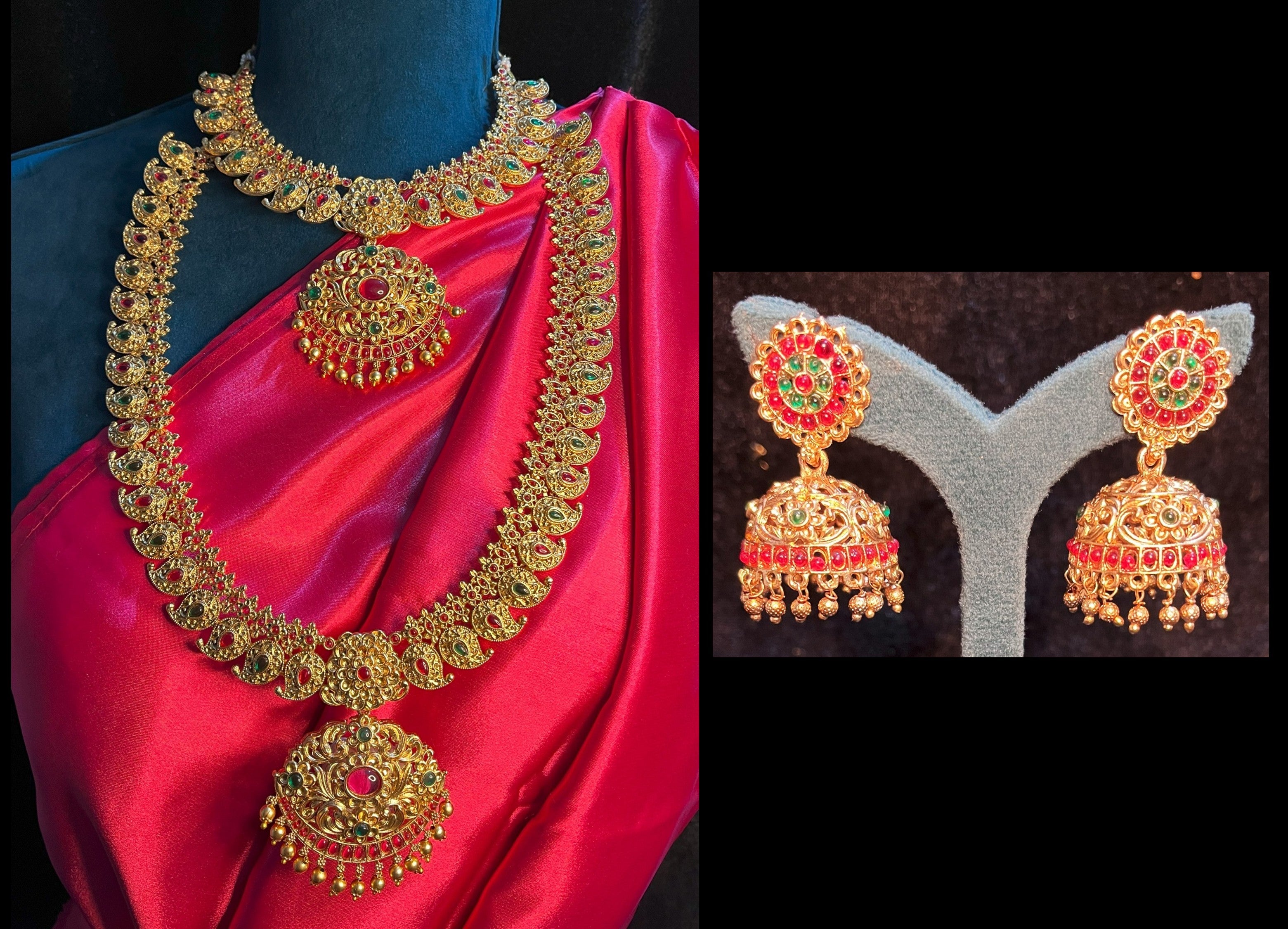 Premium Temple Gold-Plated Jewellery with Stones for Devi Alankaram - Gold 1