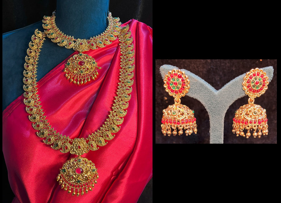 Premium Temple Gold-Plated Jewellery with Stones for Devi Alankaram - Gold