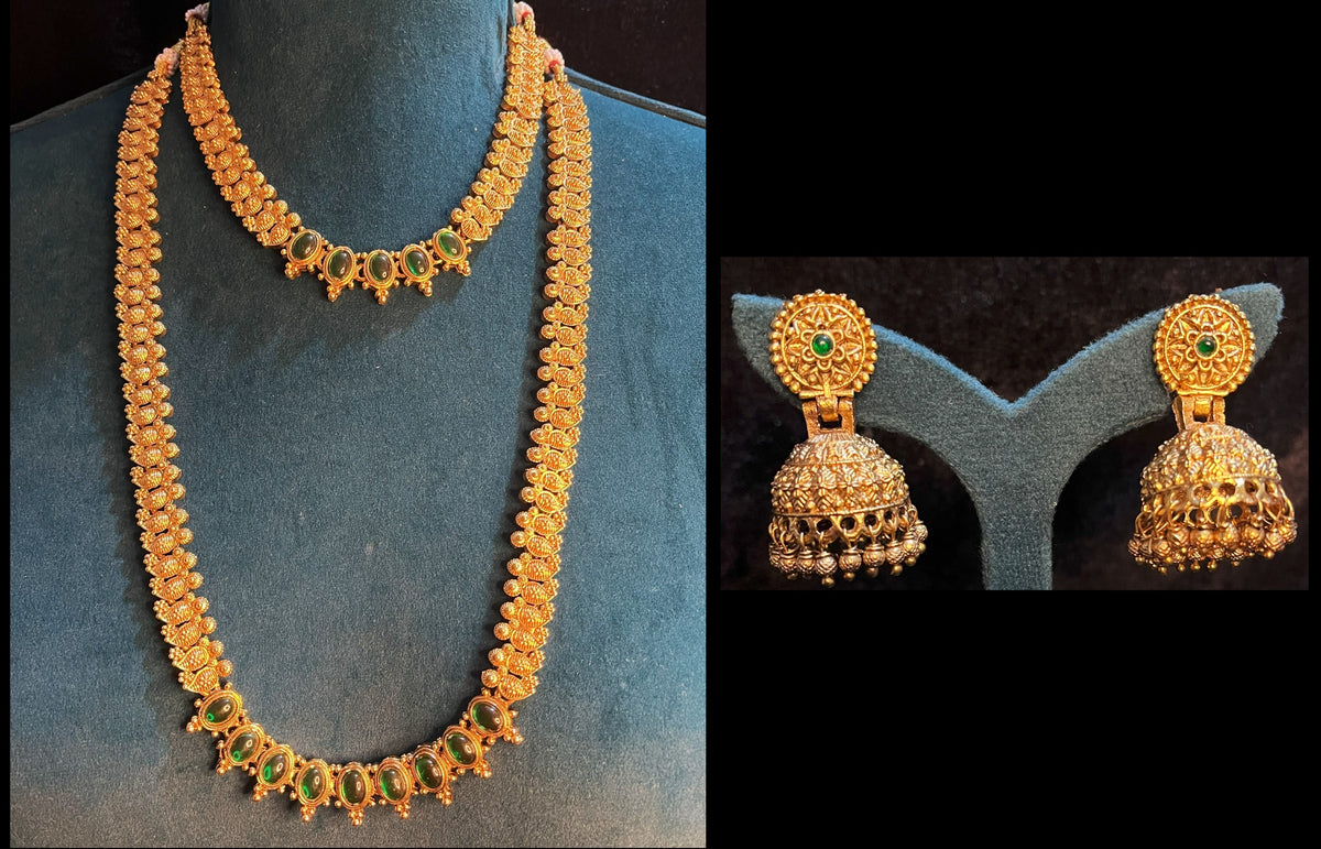 Premium Temple Gold-Plated Jewellery with Stones for Devi Alankaram - Gold