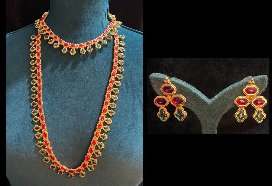 Premium Temple Gold-Plated Jewellery with Stones for Devi Alankaram - Gold