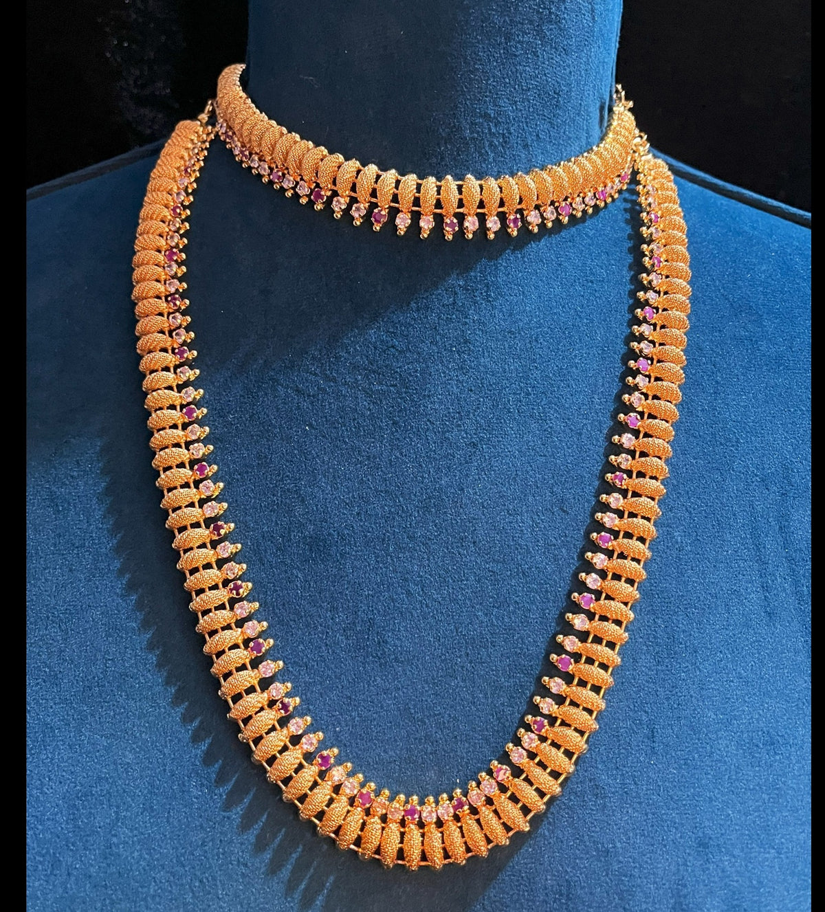 Premium Temple Gold-Plated Jewellery with Stones for Devi Alankaram - Gold