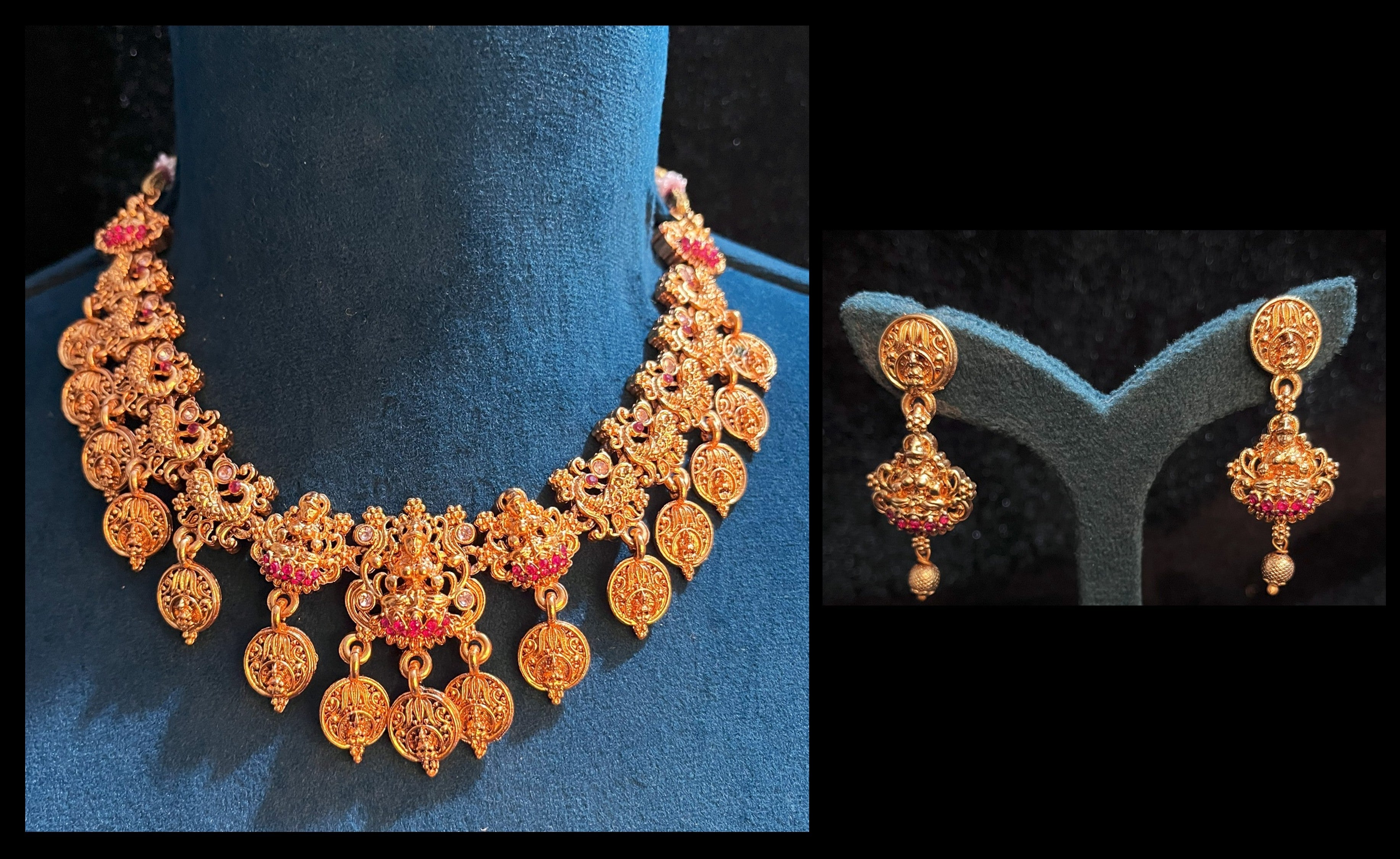 Premium Temple Gold-Plated Jewellery with Stones for Devi Alankaram - Gold 1