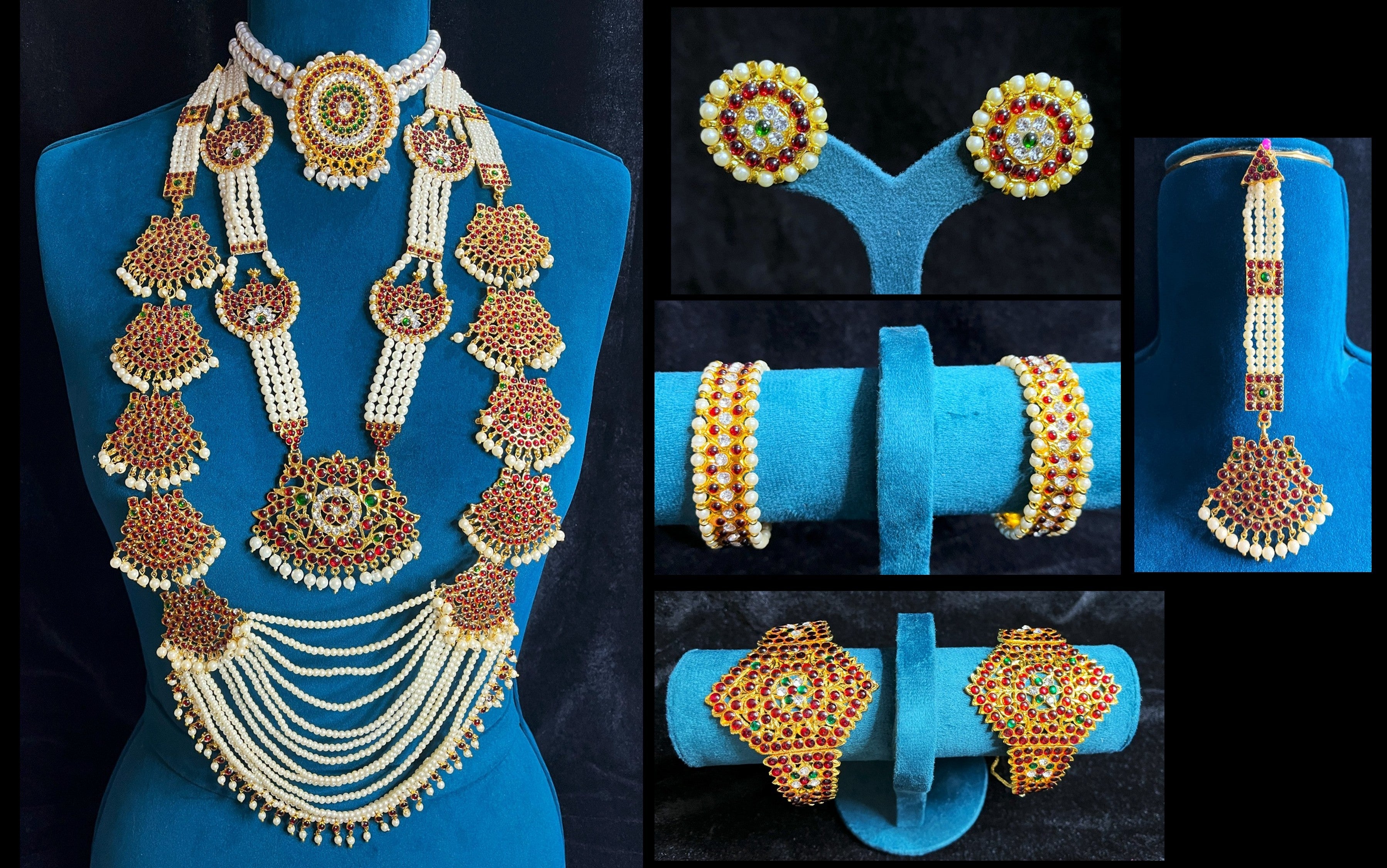 Premium Bharatanatyam Temple Jewellery Set for Devi Alankaram - Gold 1