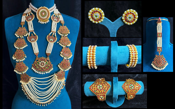 Premium Bharatanatyam Temple Jewellery Set for Devi Alankaram - Gold