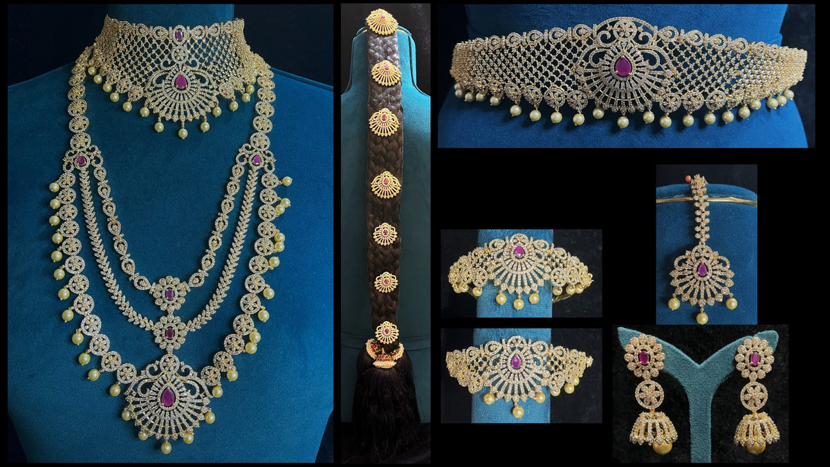 Premium AD Stone Jewellery Collection for Devi Alankaram - Gold