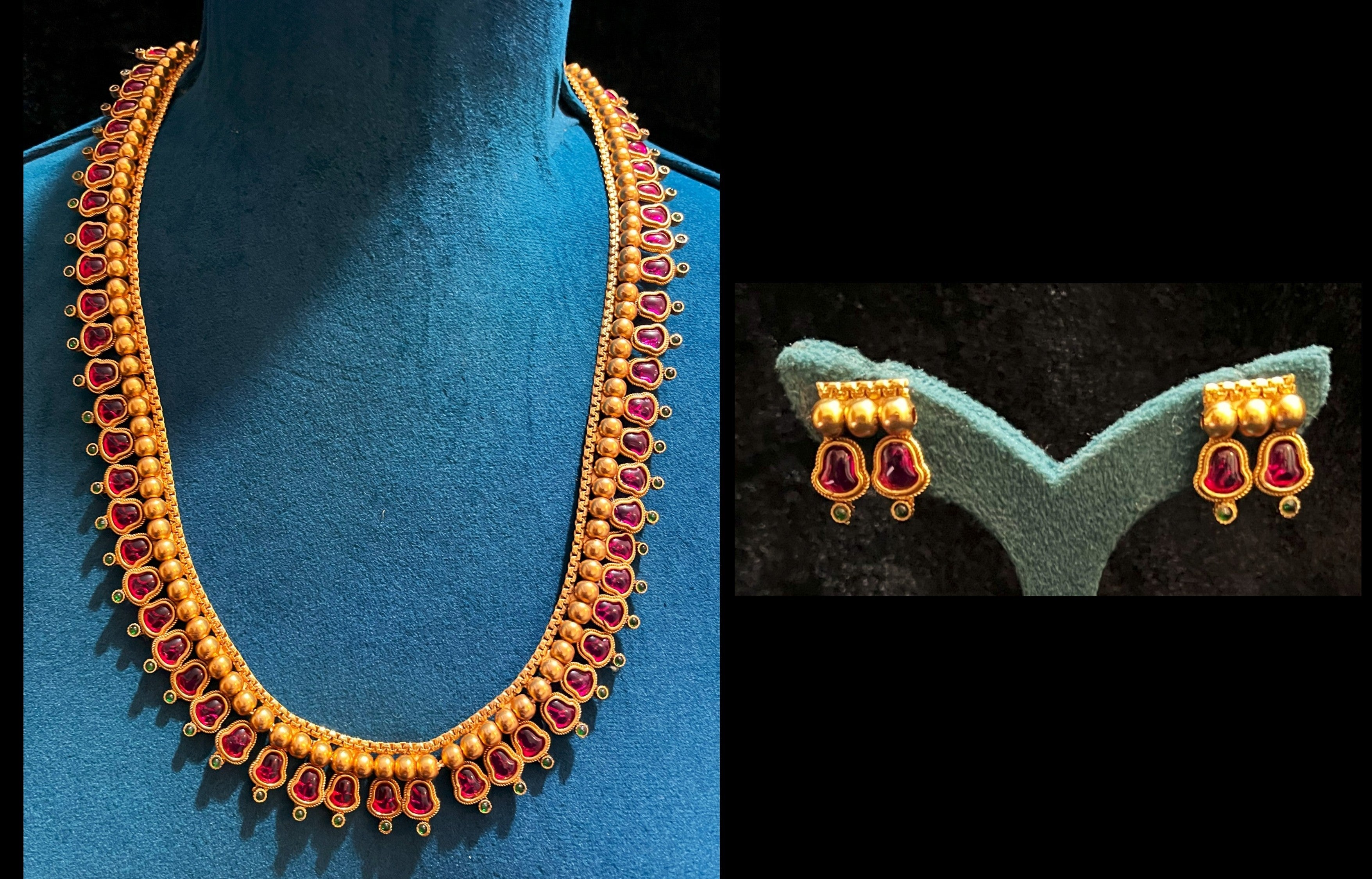 Premium Temple Gold-Plated Jewellery with Stones for Devi Alankaram - Gold 1