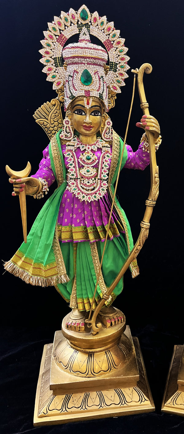 Angharkha dhoti  Patka/shalya, made of  Soft Silk with small butta Dhoti  (Pure Silk) - Purple Pre stiched Angarkha with Parrot Green Contrast and Dhoti and  Patka