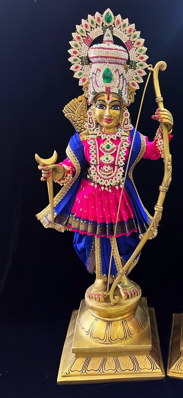 Angharkha dhoti  Patka/shalya, made of  Soft Silk with small butta Dhoti  (Pure Silk) - Rani Pink Pre stiched Angarkha with Royal Blue Contrast and Dhoti and  Patka 1