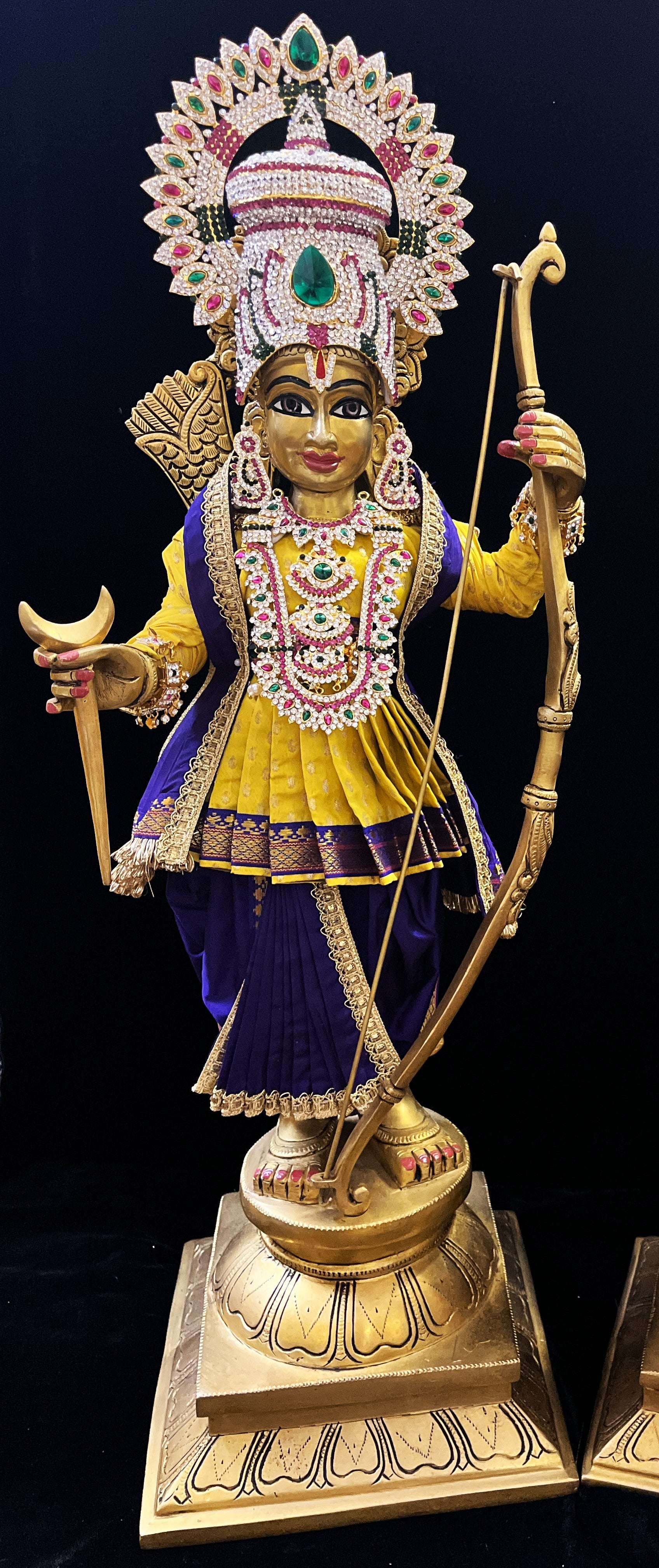 Angharkha dhoti  Patka/shalya, made of  Soft Silk with small butta Dhoti  (Pure Silk) - Yellow Pre stiched Angarkha with Dark Blue Contrast and Dhoti and  Patka 1