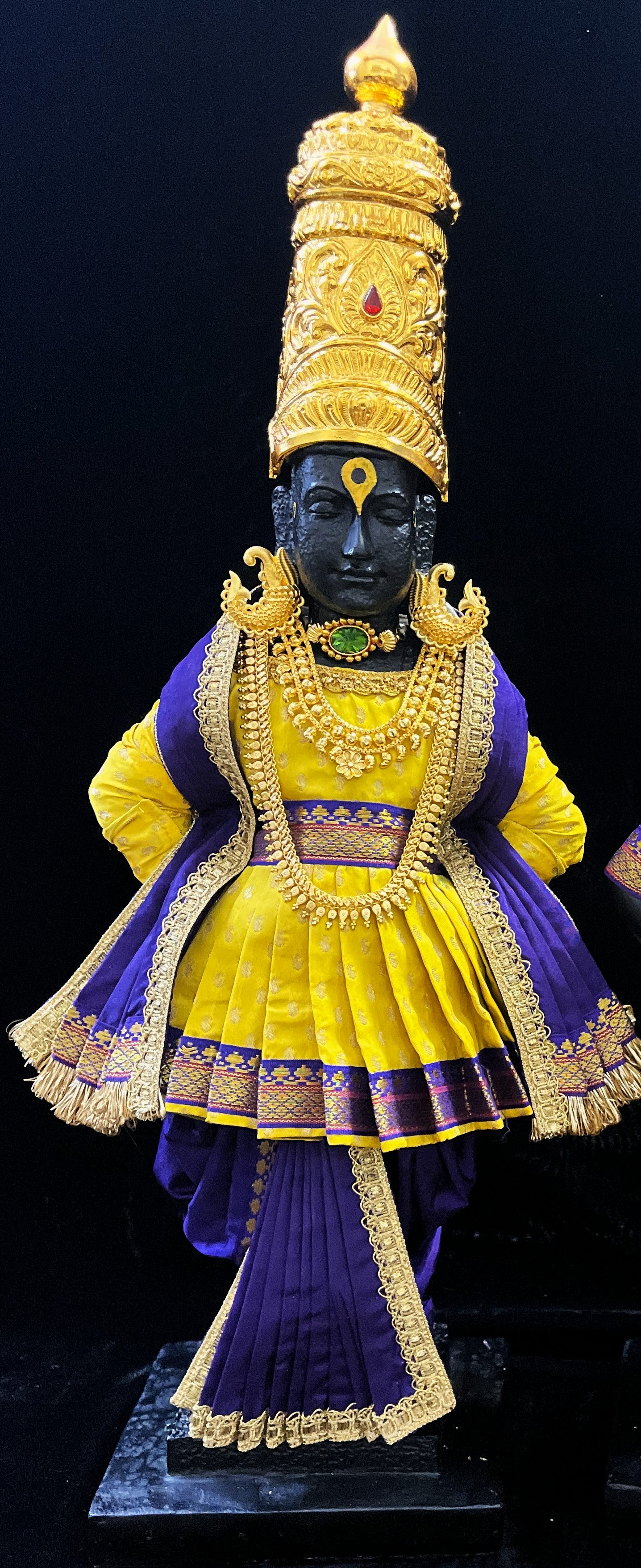 Angharkha dhoti  Patka/shalya, made of  Soft Silk with small butta Dhoti  (Pure Silk) - Yellow Pre stiched Angarkha with Dark Blue Contrast and Dhoti and  Patka 2