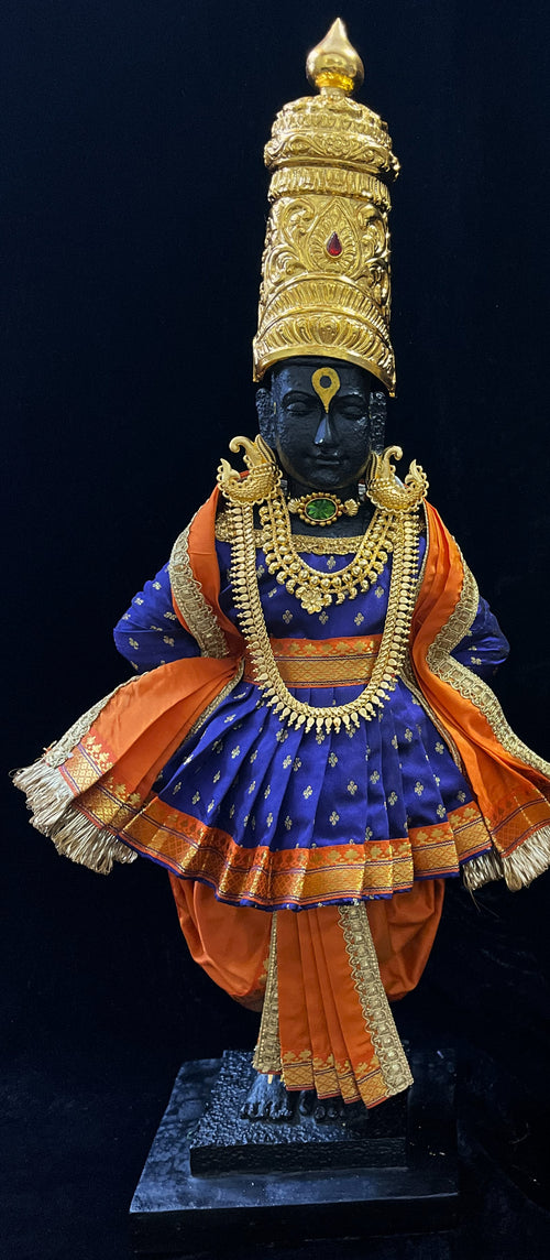 Angharkha dhoti  Patka/shalya, made of  Soft Silk with small butta Dhoti  (Pure Silk) - Dark Blue Pre stiched Angarkha with Orange Contrast and Dhoti and  Patka