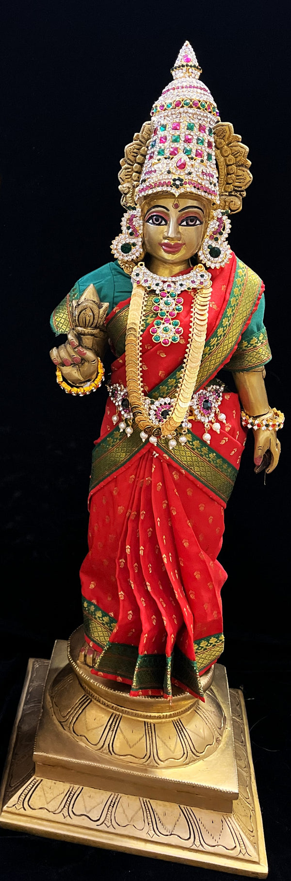 Royal Pre-Stitched made of Soft Silk with small butta Saree  (Pure Silk) - Red pre plated Saree with Green Contrast and blouse
