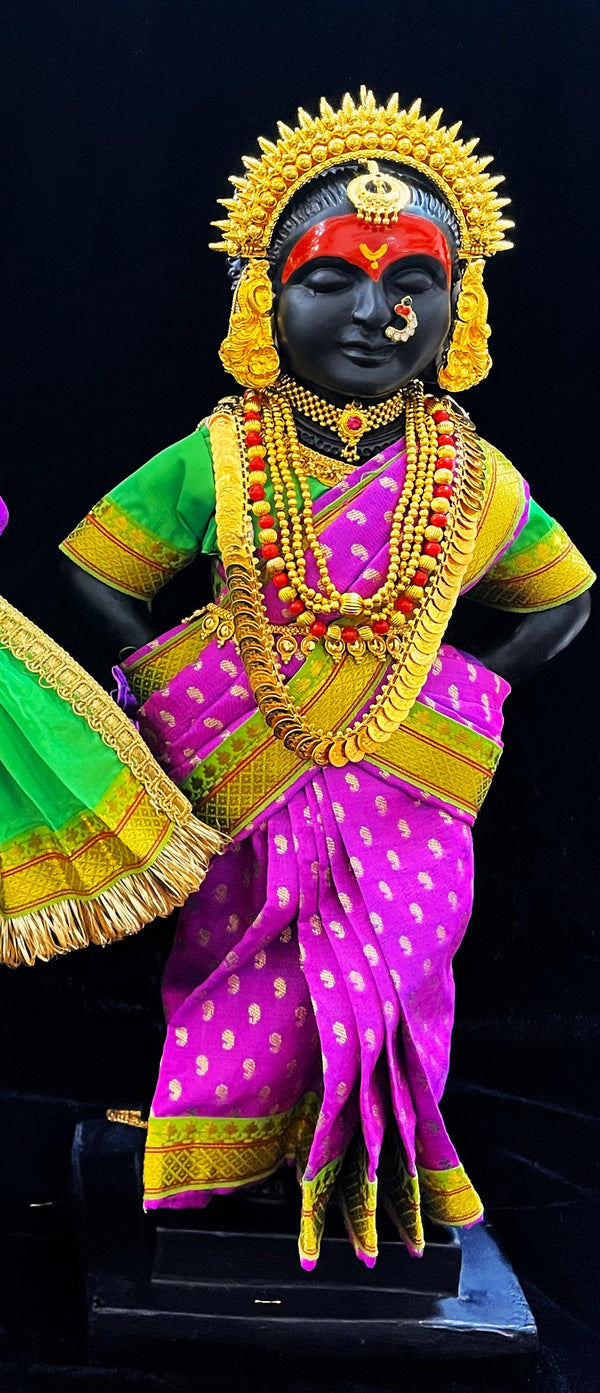 Royal Pre-Stitched made of Soft Silk with small butta Saree  (Pure Silk) - Purple pre plated Saree with Parrot Green Contrast and blouse