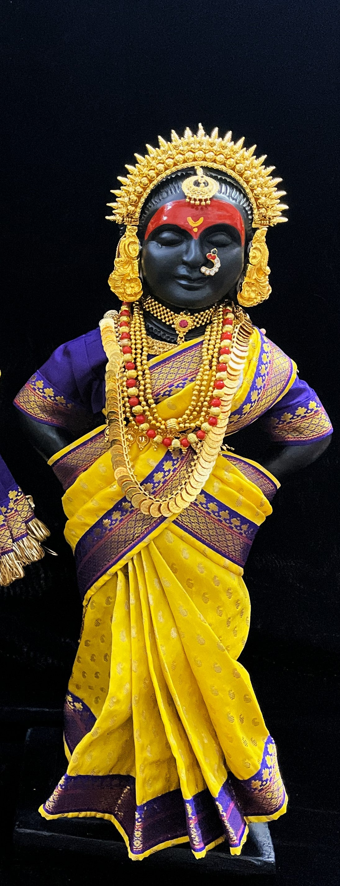 Royal Pre-Stitched made of Soft Silk with small butta Saree  (Pure Silk) - Yellow pre plated Saree with Royal Blue Contrast and blouse 2