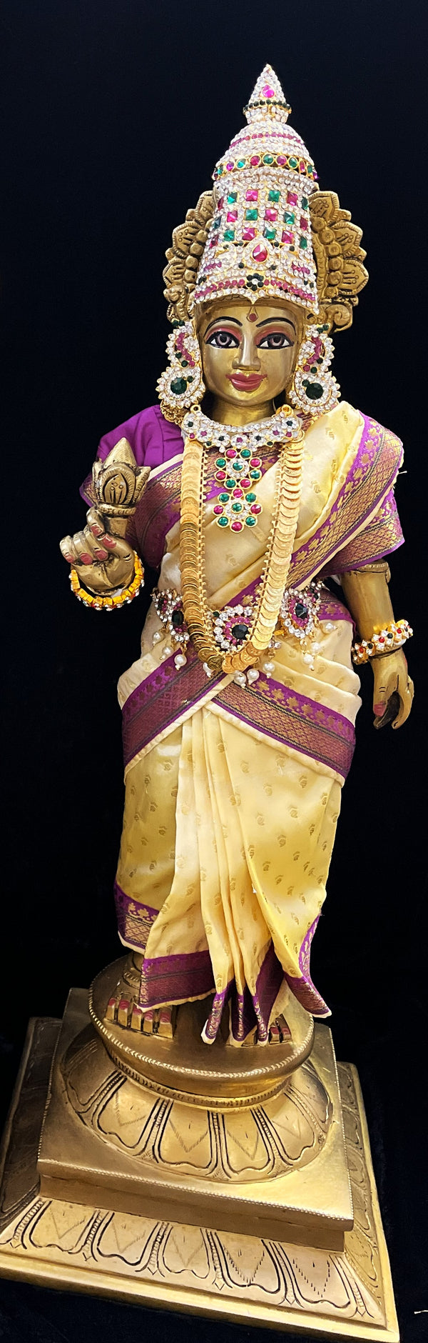 Royal Pre-Stitched made of Soft Silk with small butta Saree  (Pure Silk) - Off White pre plated Saree with Purple Contrast and blouse
