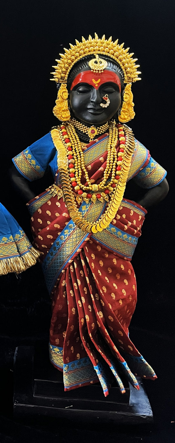Royal Pre-Stitched made of Soft Silk with small butta Saree  (Pure Silk) - Maroon pre plated Saree with Sky Blue Contrast and blouse