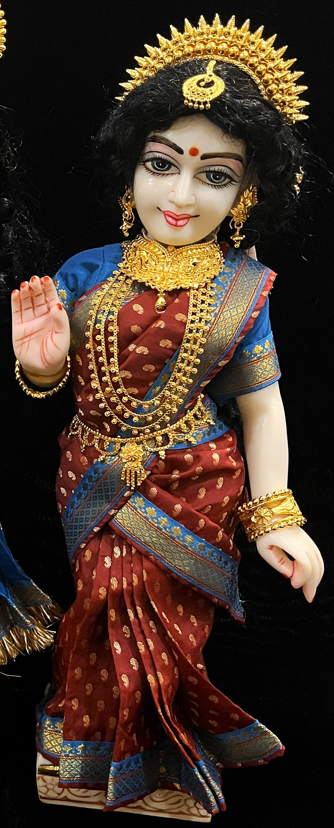 Royal Pre-Stitched made of Soft Silk with small butta Saree  (Pure Silk) - Maroon pre plated Saree with Sky Blue Contrast and blouse 2