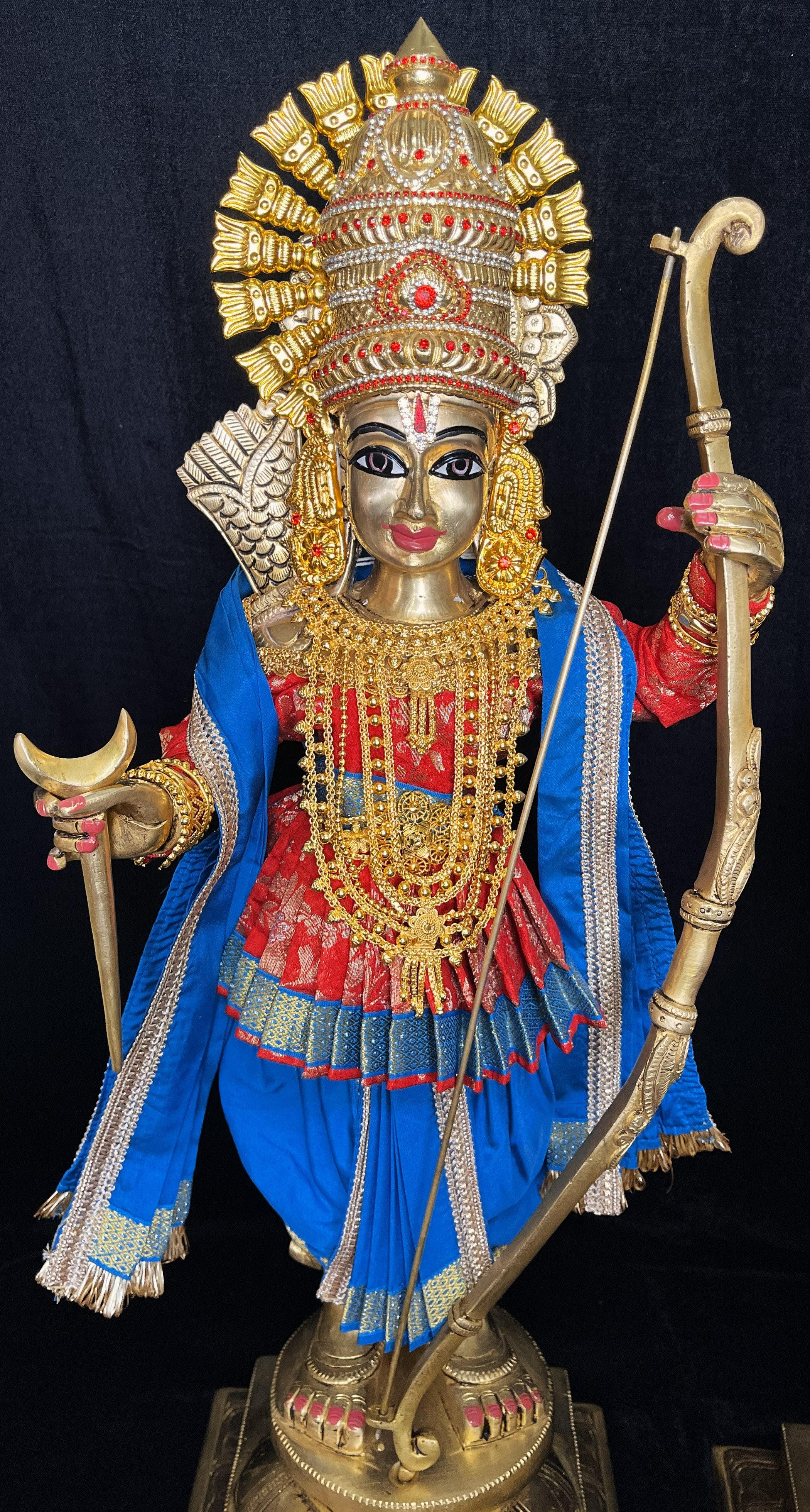 Angharkha dhoti Patka/shalya, made of Chanderi Zari Silk (not pure silk) - Red Pre stiched Angarkha with Royal Blue Contrast and Dhoti and  Patka 3