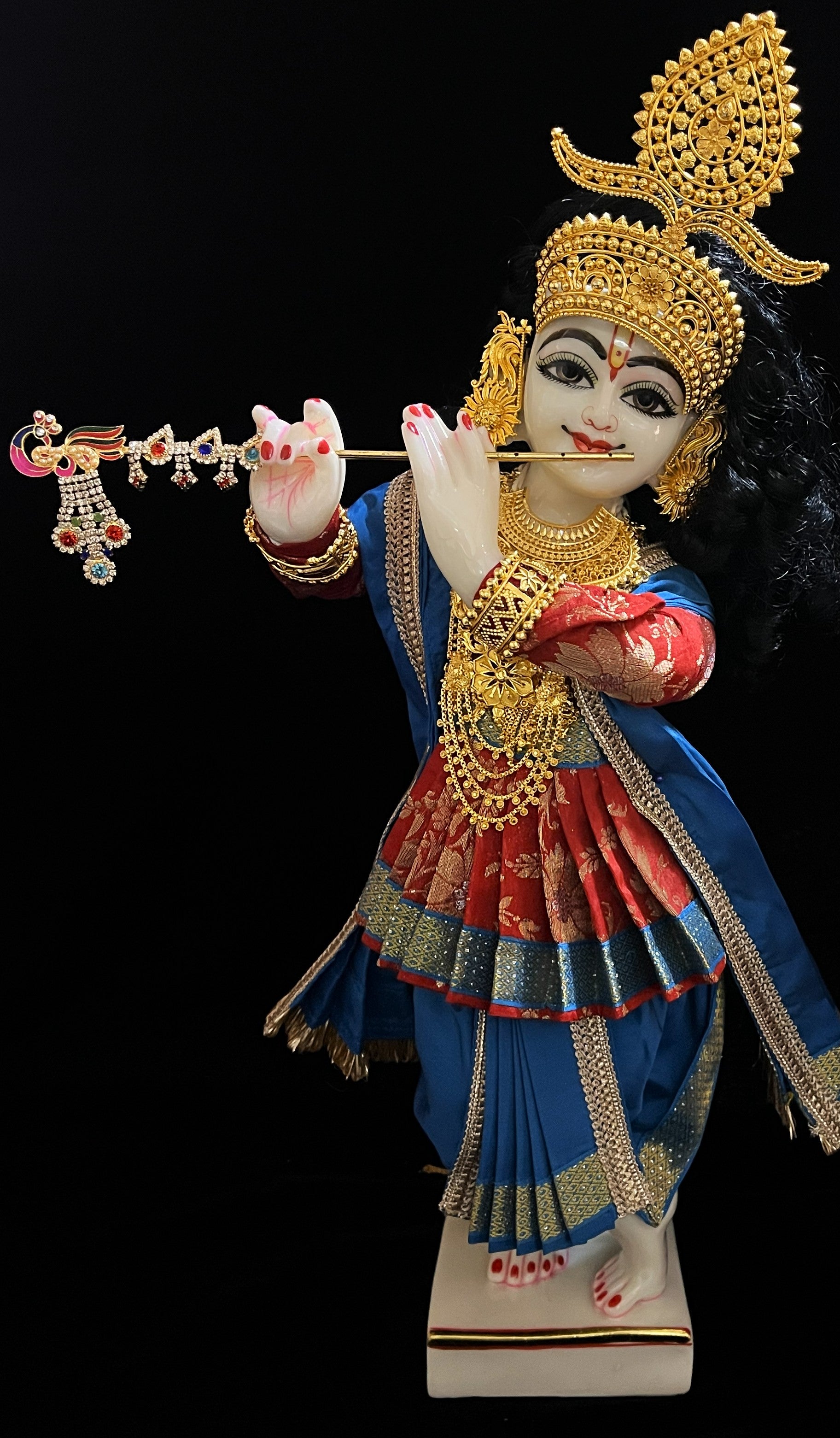 Angharkha dhoti Patka/shalya, made of Chanderi Zari Silk (not pure silk) - Red Pre stiched Angarkha with Royal Blue Contrast and Dhoti and  Patka 1